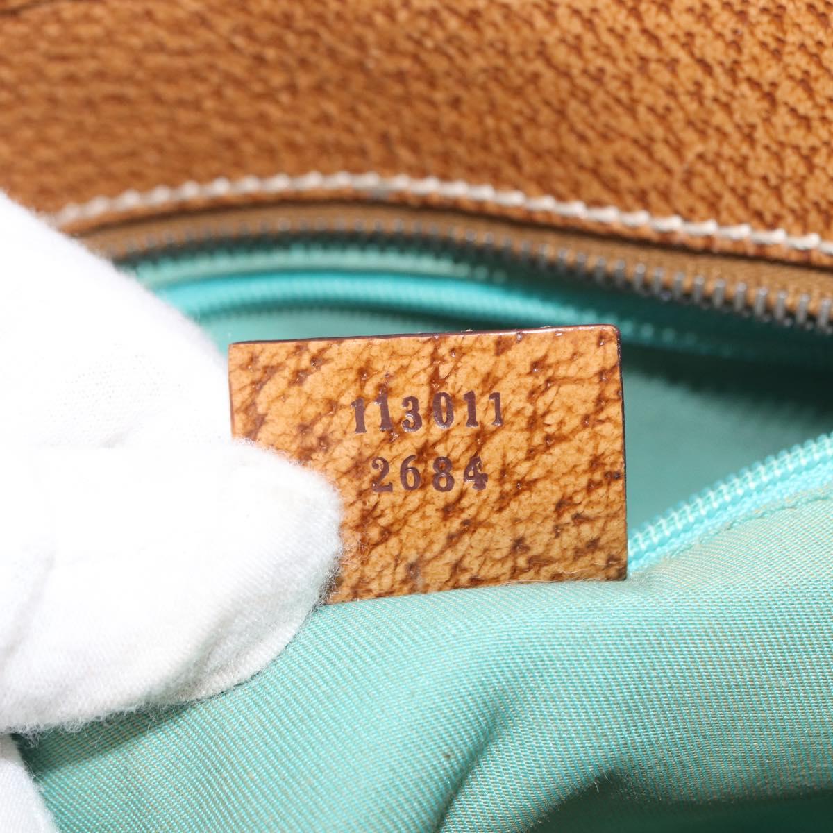 GUCCI GG Canvas Hand Bag Turquoise Blue Silver 113011 Auth 168236