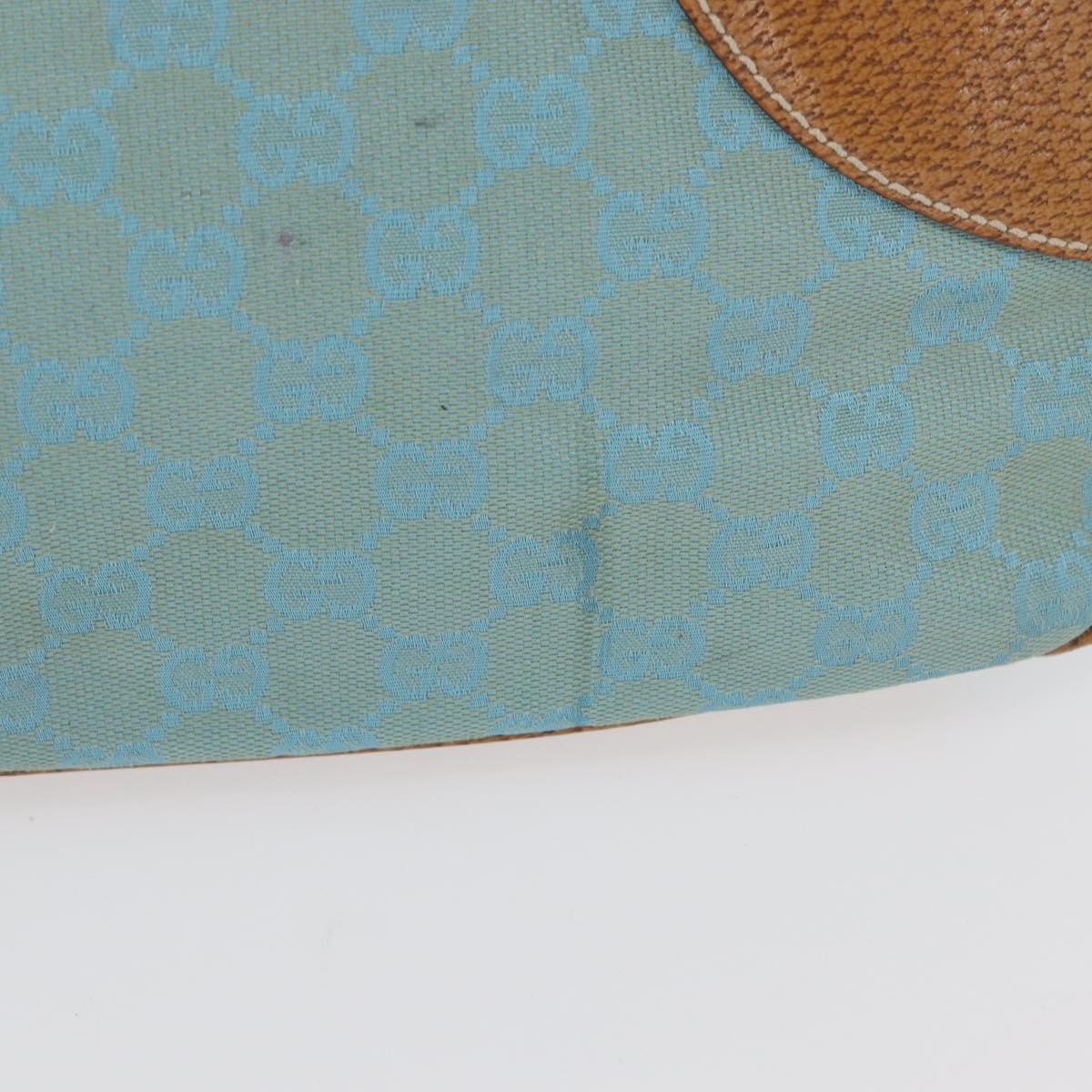 GUCCI GG Canvas Hand Bag Turquoise Blue Silver 113011 Auth 168236