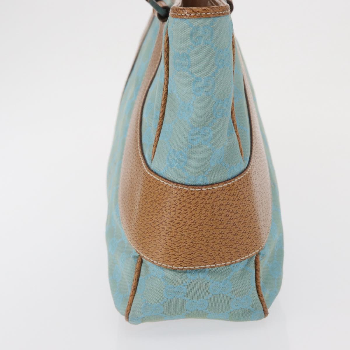 GUCCI GG Canvas Hand Bag Turquoise Blue Silver 113011 Auth 168236