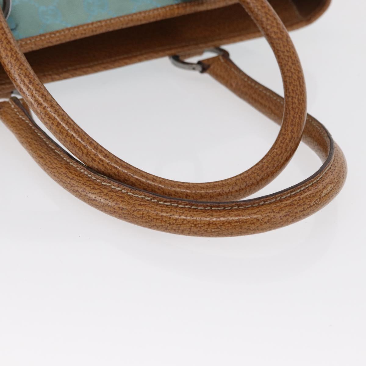 GUCCI GG Canvas Hand Bag Turquoise Blue Silver 113011 Auth 168236