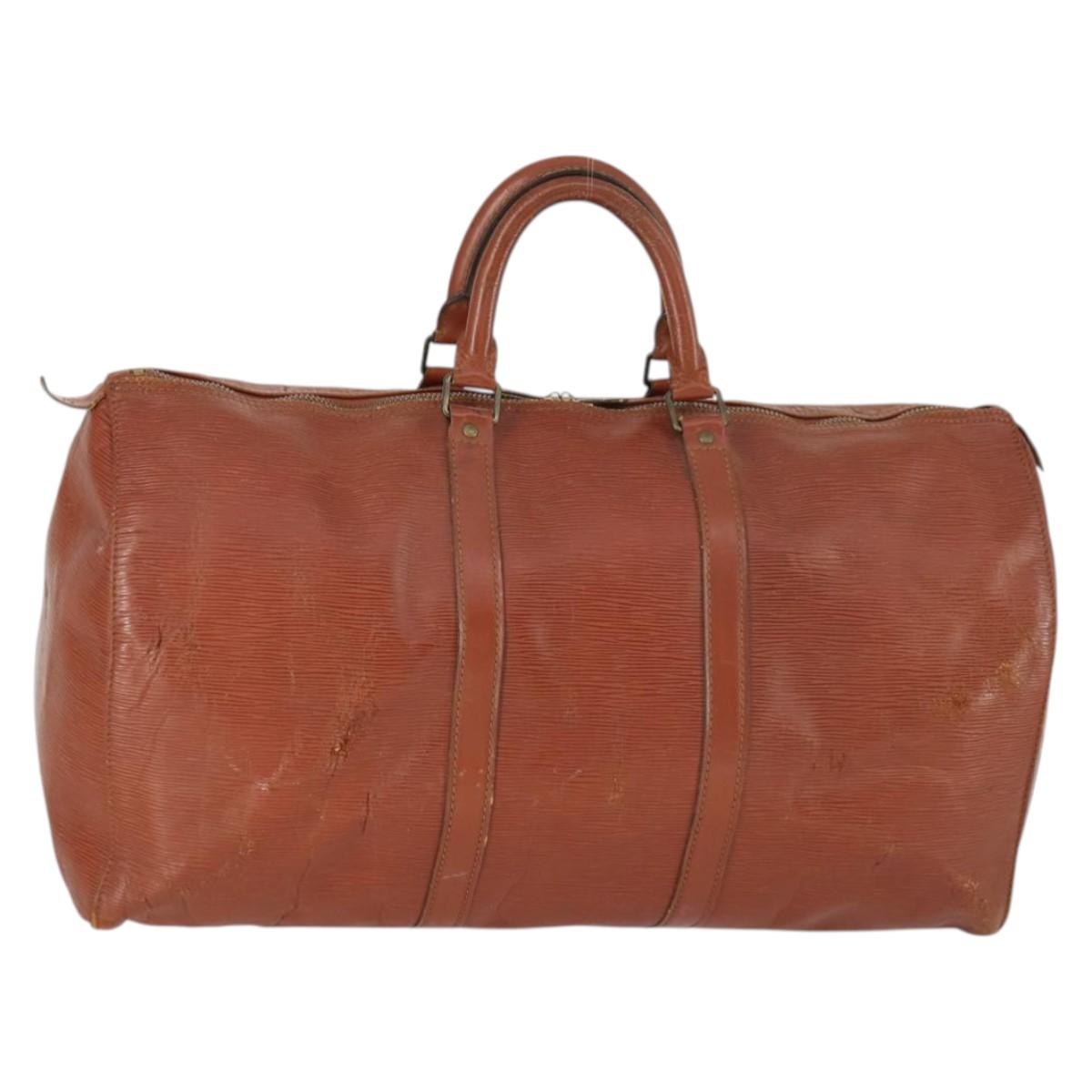 LOUIS VUITTON Epi Keepall 50 Boston Bag Brown M42968 LV Auth 168240