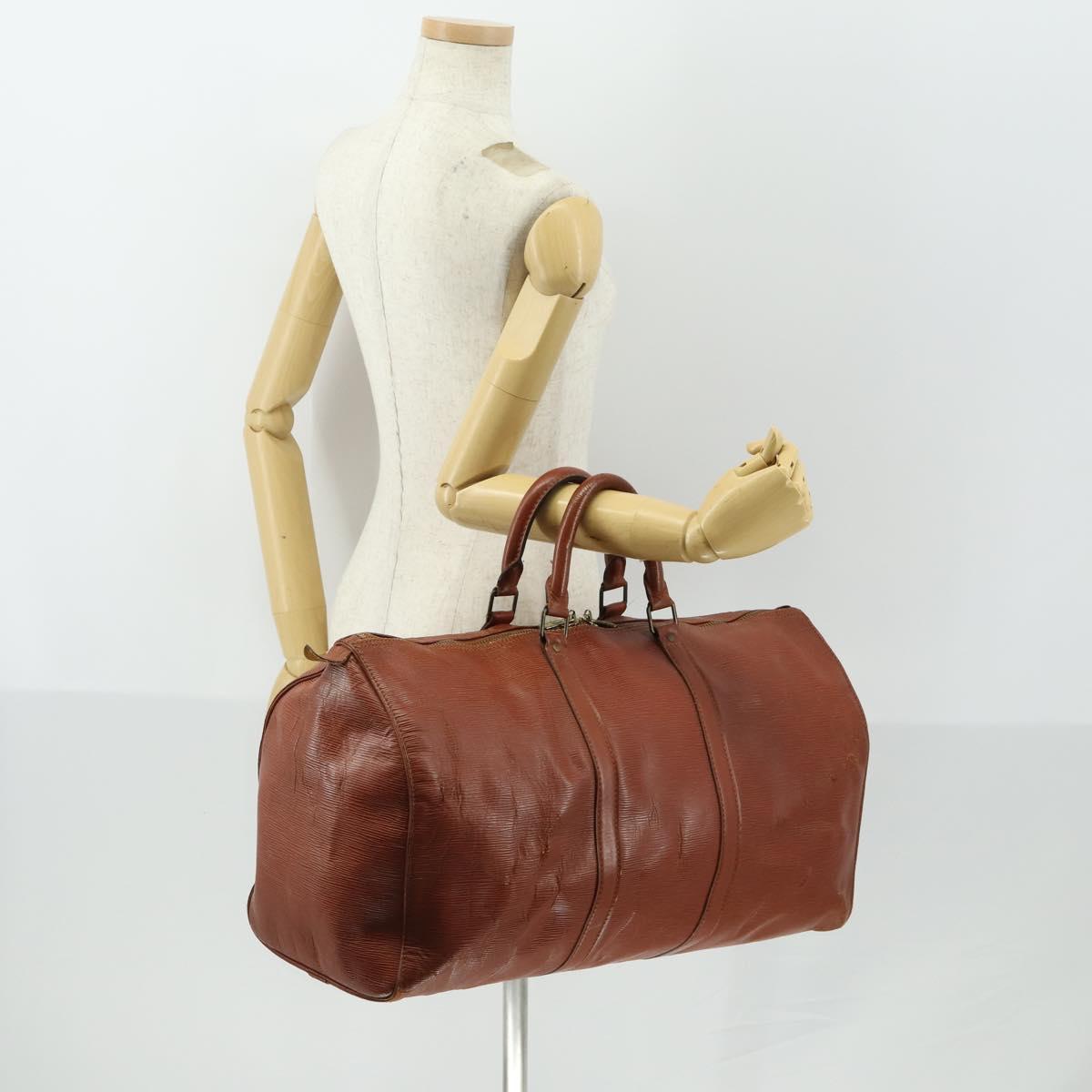LOUIS VUITTON Epi Keepall 50 Boston Bag Brown M42968 LV Auth 168240