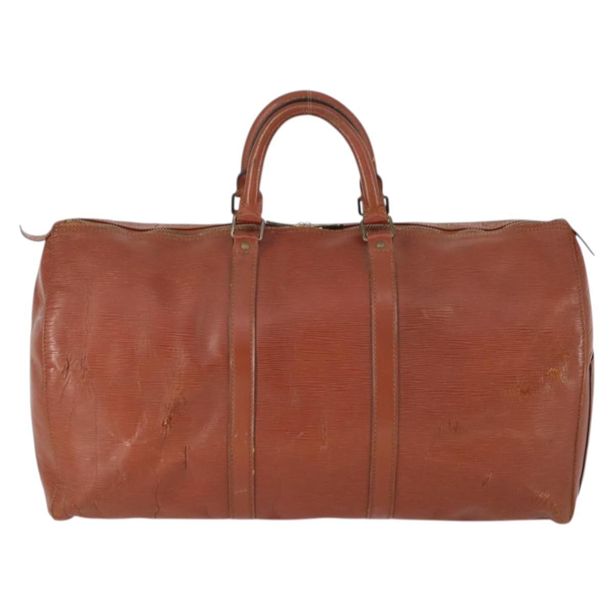 LOUIS VUITTON Epi Keepall 50 Boston Bag Brown M42968 LV Auth 168240