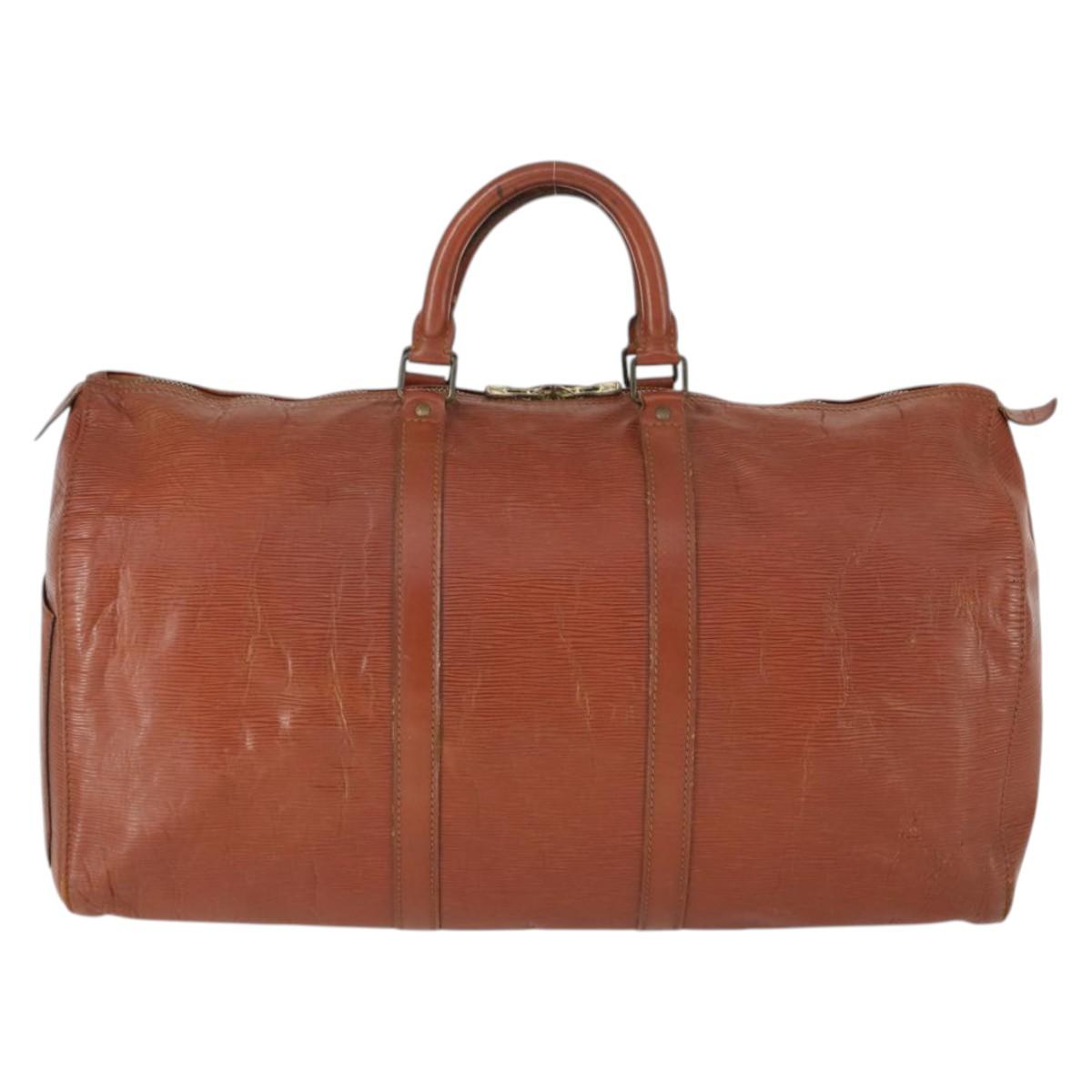 LOUIS VUITTON Epi Keepall 50 Boston Bag Brown M42968 LV Auth 168240