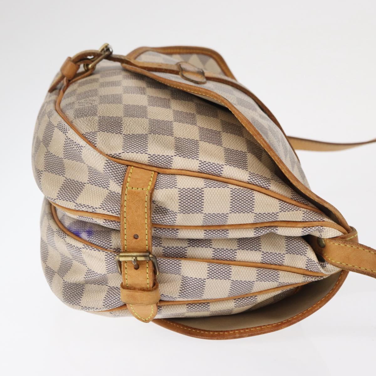 LOUIS VUITTON Damier Azur Saumur 30 Shoulder Bag SPO N48202 LV Auth 168246