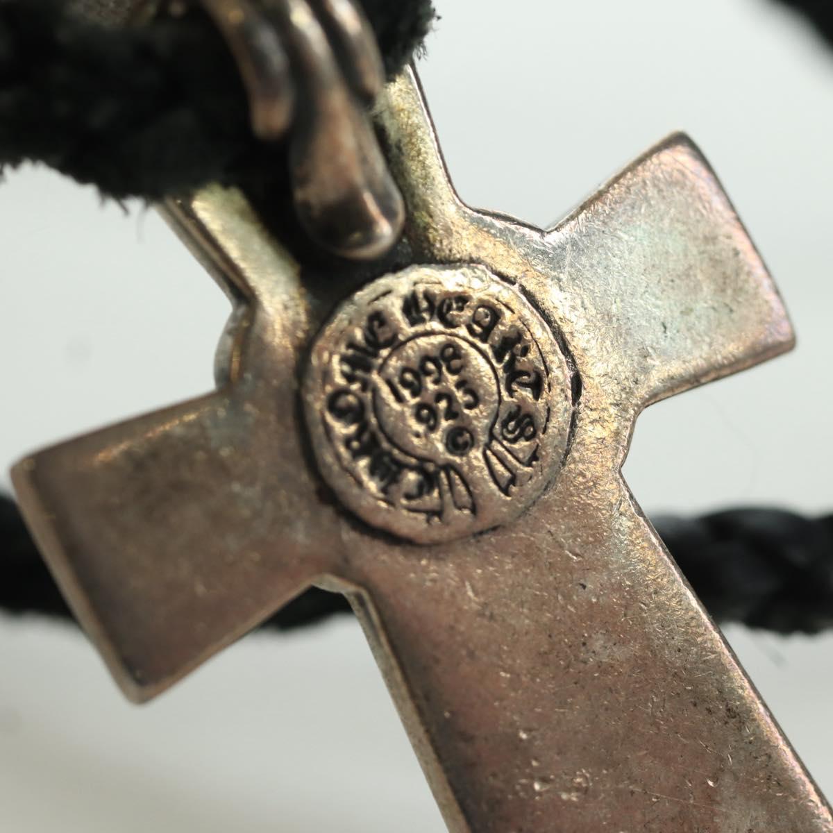 Chrome Hearts Small Balkan Cross/W Boro Chip Necklace Ag925 Silver Auth 168247SM