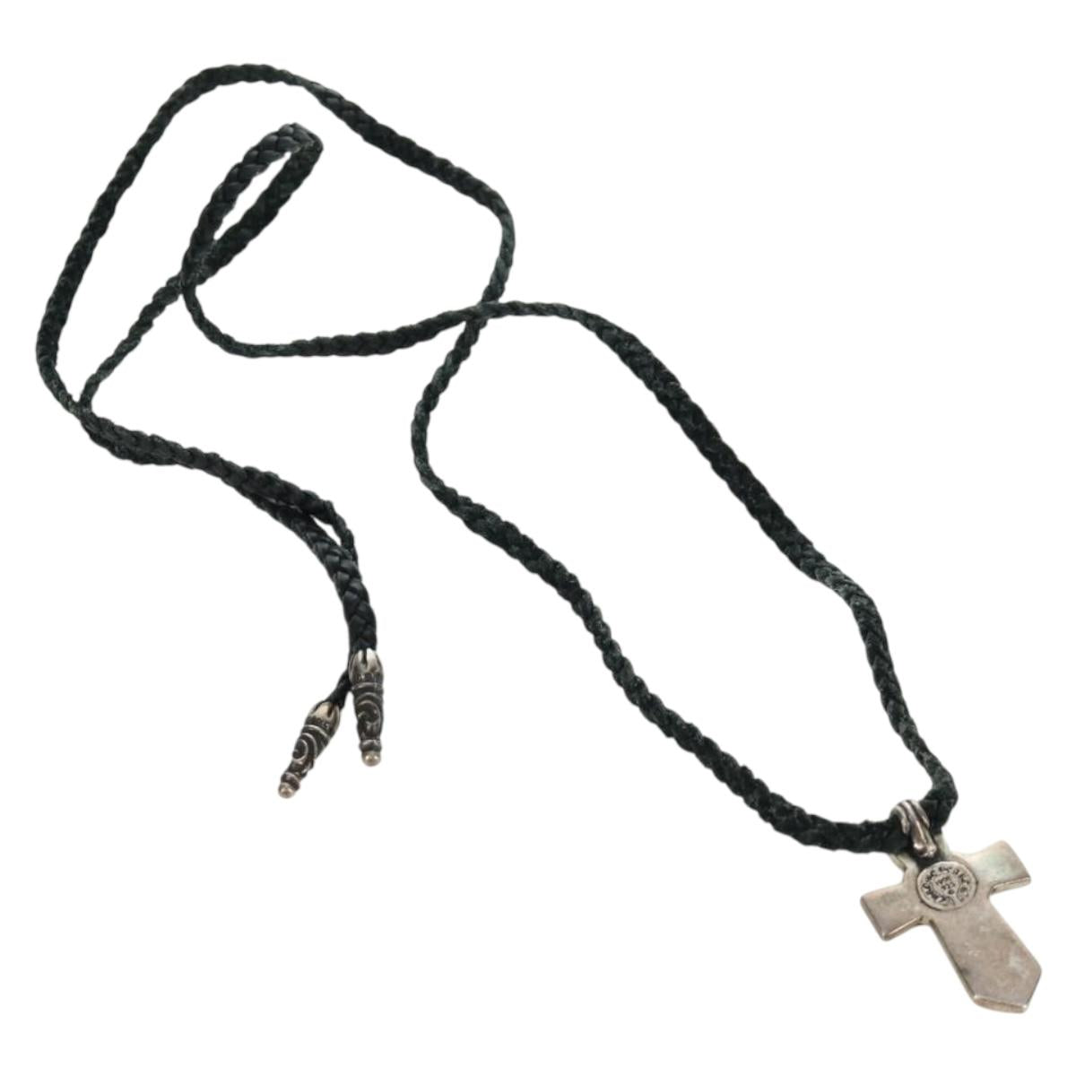 Chrome Hearts Small Balkan Cross/W Boro Chip Necklace Ag925 Silver Auth 168247SM