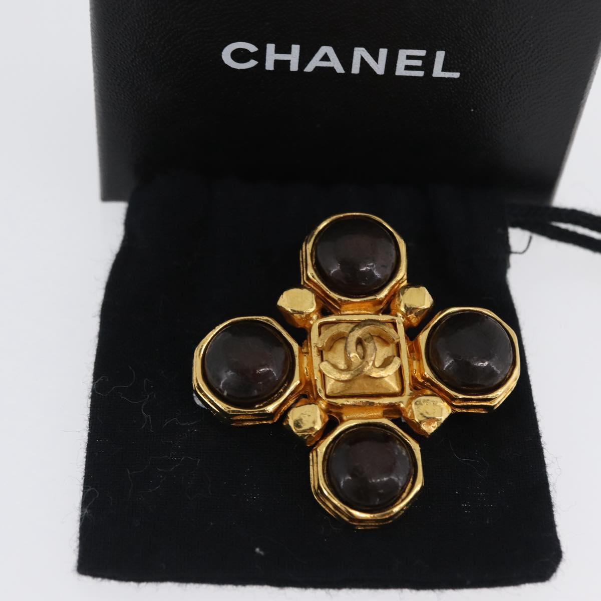 CHANEL COCO Mark Brooch metal Gold Tone CC Auth 168257V