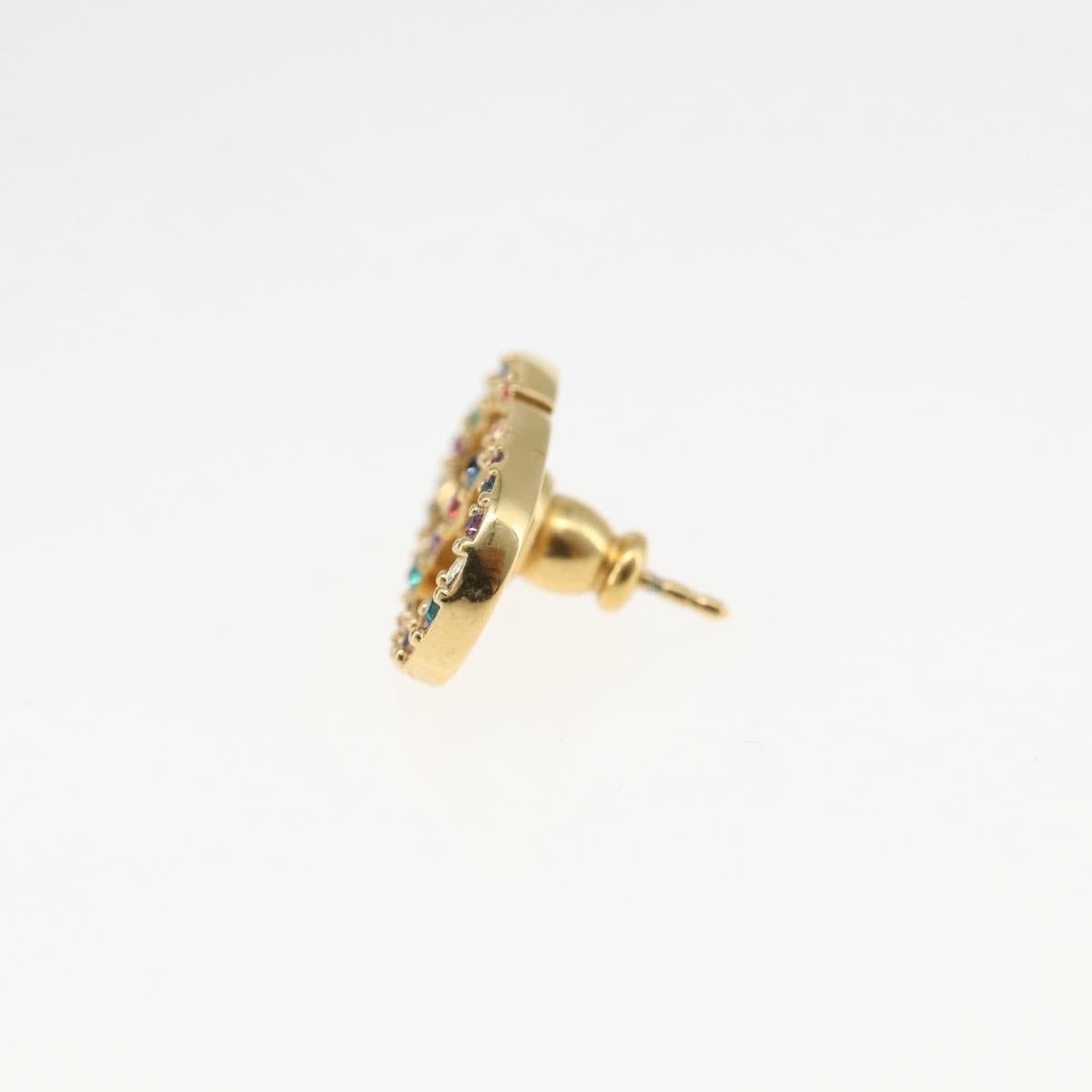 Christian Dior Rhinestone Pierce Earring metal Gold Tone Auth 168258M