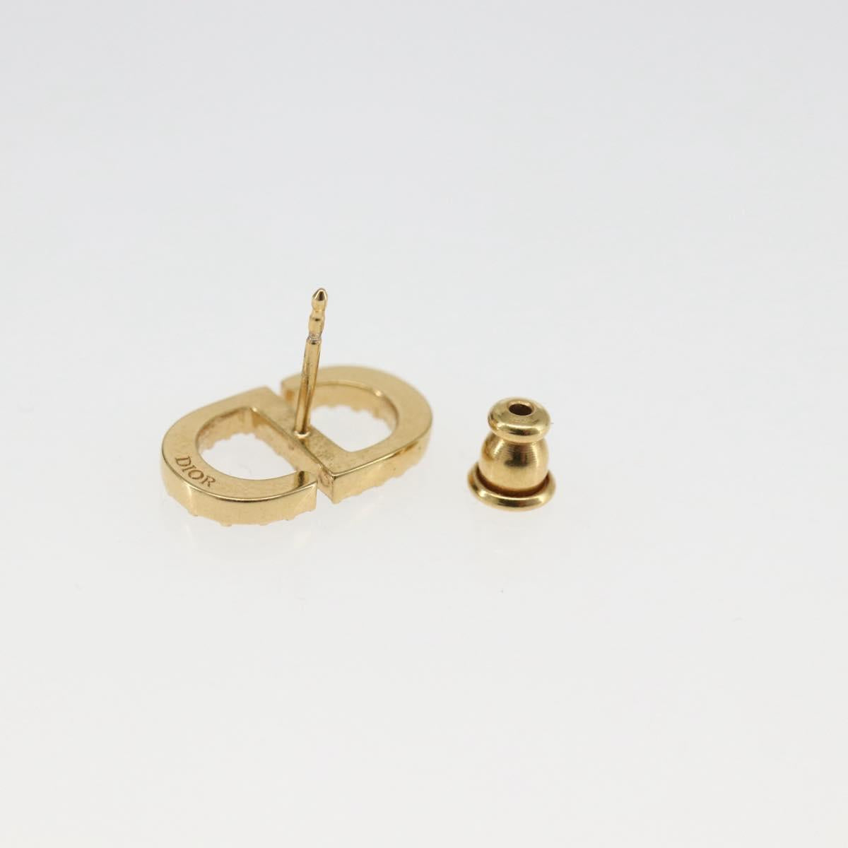 Christian Dior Rhinestone Pierce Earring metal Gold Tone Auth 168258M