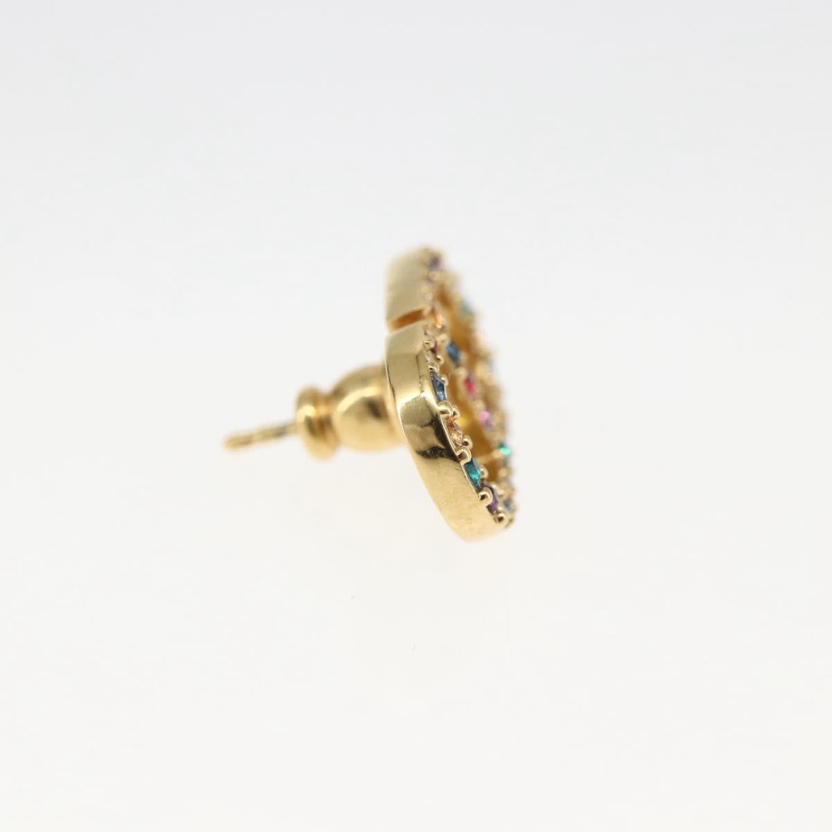 Christian Dior Rhinestone Pierce Earring metal Gold Tone Auth 168258M