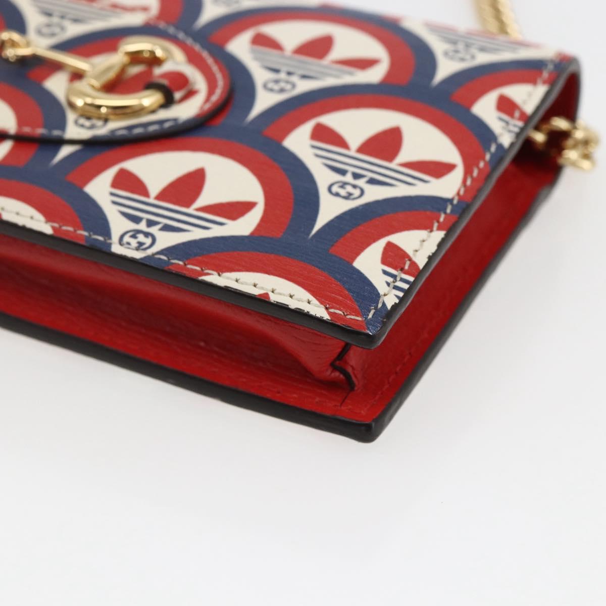 GUCCI adidas Horsebit Chain Shoulder Wallet Leather Gold 621892 Auth 168261SAM