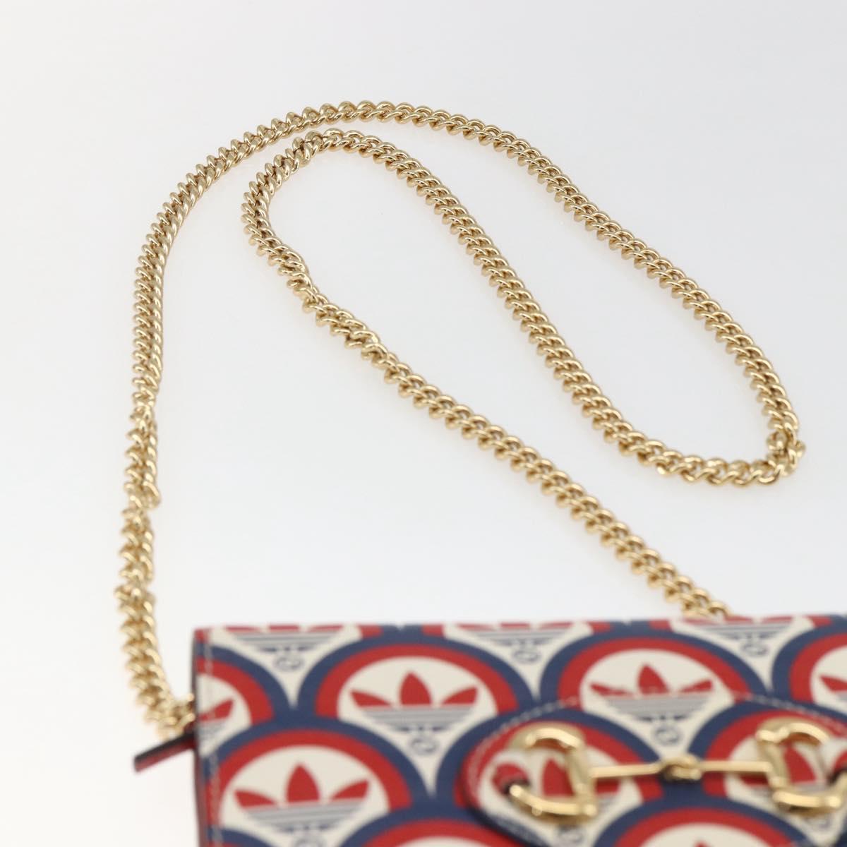 GUCCI adidas Horsebit Chain Shoulder Wallet Leather Gold 621892 Auth 168261SAM