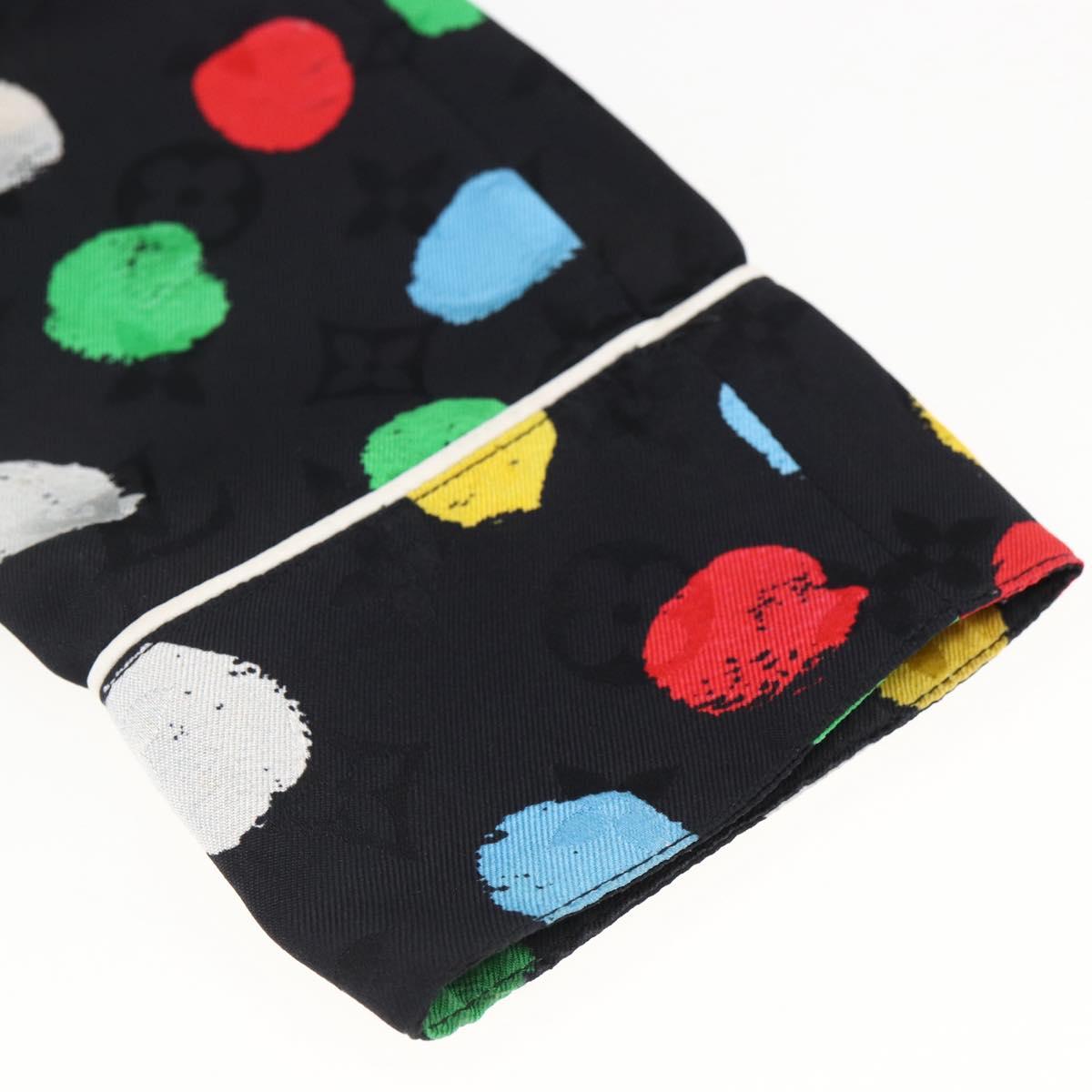 LOUIS VUITTON Monogram Eclipse LV x YK Pajamas Silk Black LV Auth 168263M