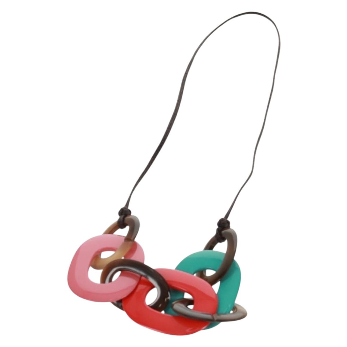 HERMES Caramba Necklace plastic Multicolor Auth 168270V