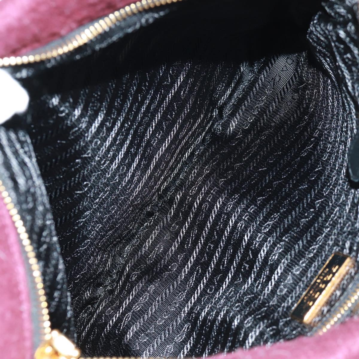 PRADA Clutch Bag Fur Bordeaux Gold Auth 168291V