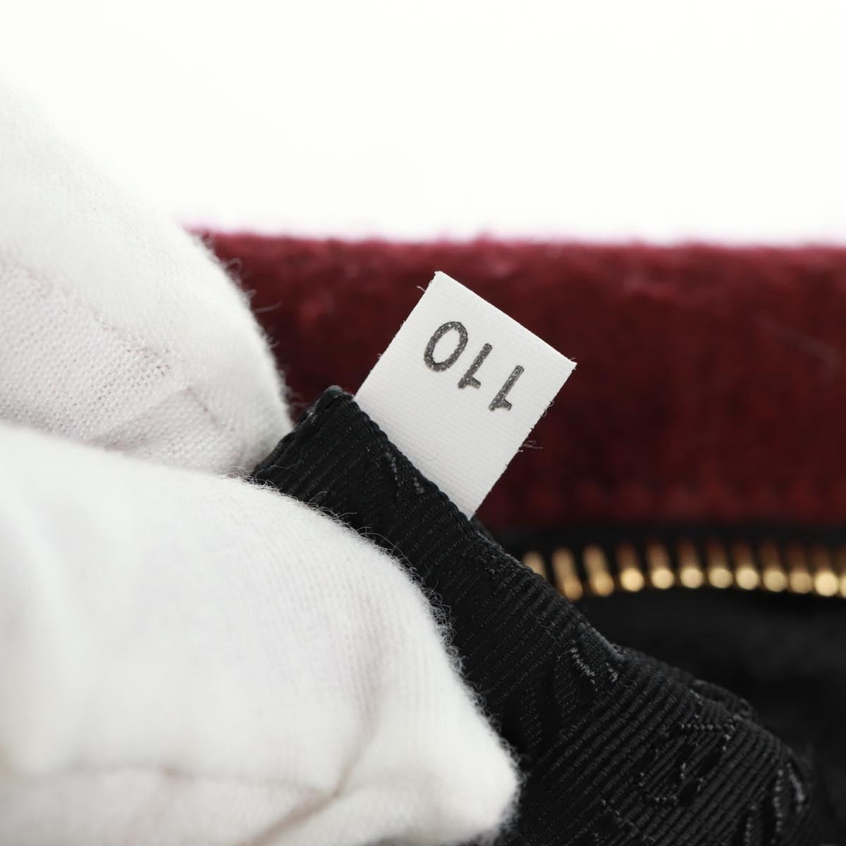 PRADA Clutch Bag Fur Bordeaux Gold Auth 168291V