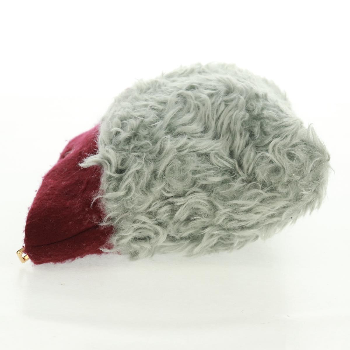 PRADA Clutch Bag Fur Bordeaux Gold Auth 168291V