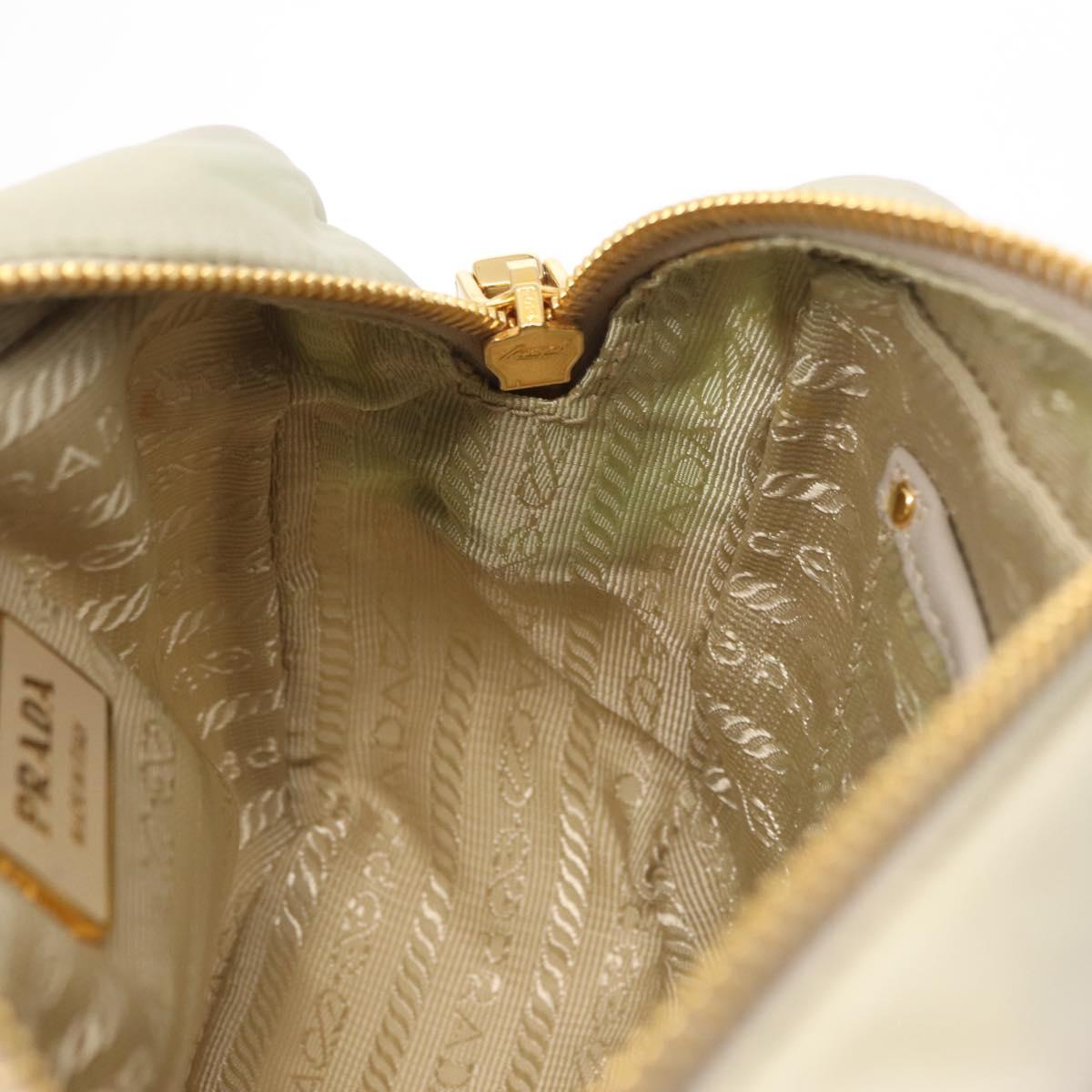 PRADA Shoulder Bag Nylon Ivory Gold Auth 168292