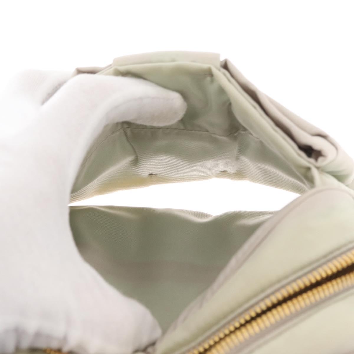PRADA Shoulder Bag Nylon Ivory Gold Auth 168292