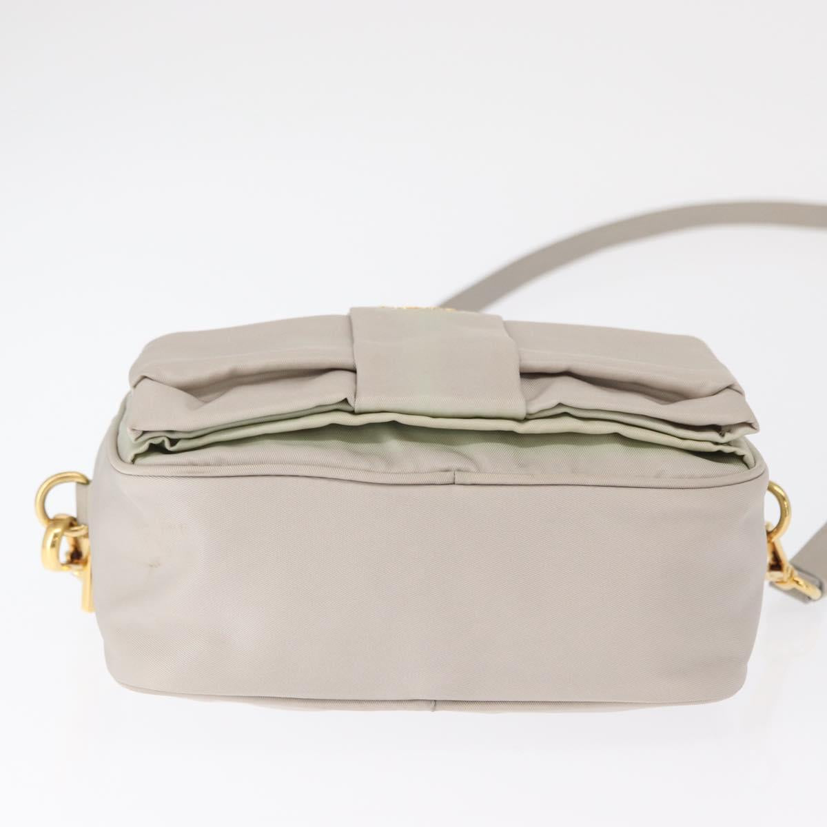 PRADA Shoulder Bag Nylon Ivory Gold Auth 168292