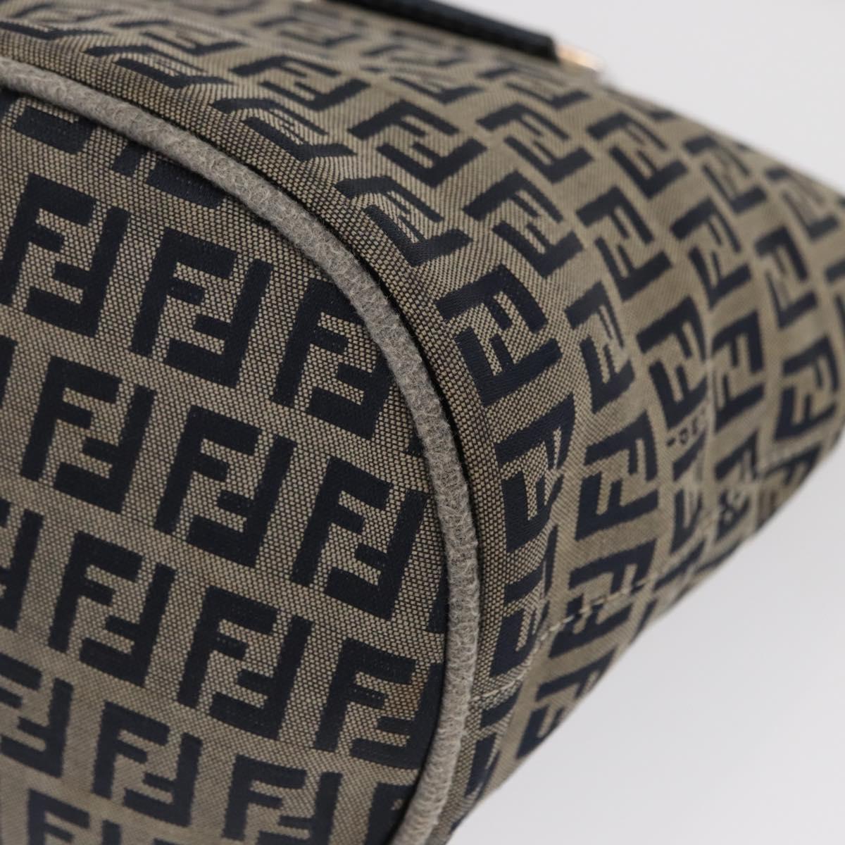 FENDI Zucchino Canvas Mamma Baguette Shoulder Bag Navy Silver Auth 168294