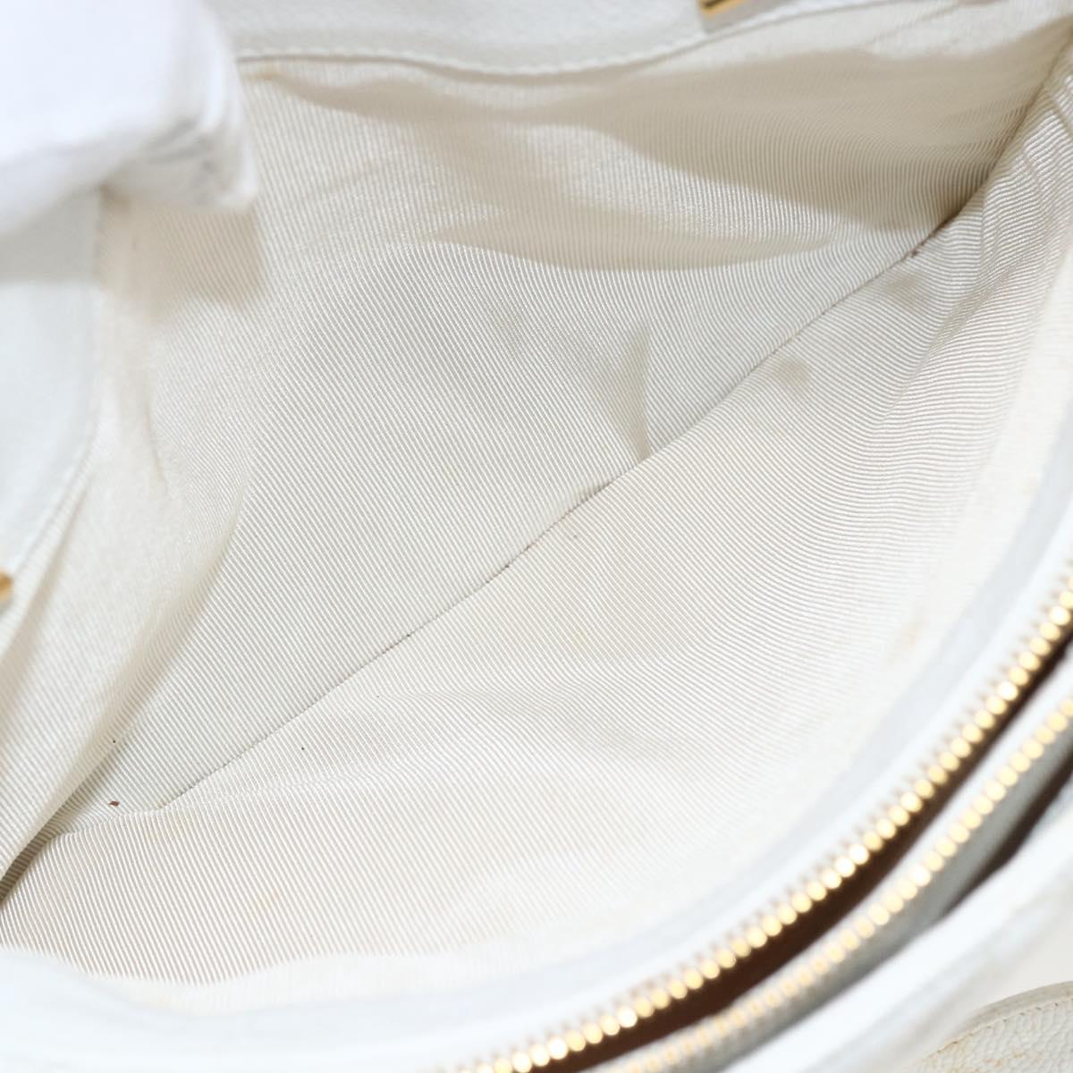 CHANEL Matelasse Chain Shoulder Bag Caviar Skin White Gold CC Auth 168296