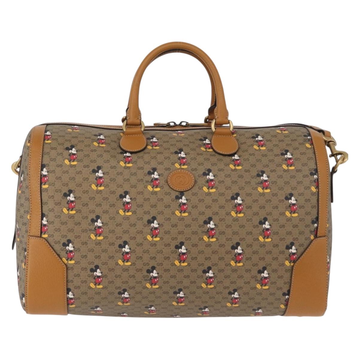 GUCCI Micro GG Supreme Disney Boston Bag PVC 2way Beige 547953 Auth 168297SM