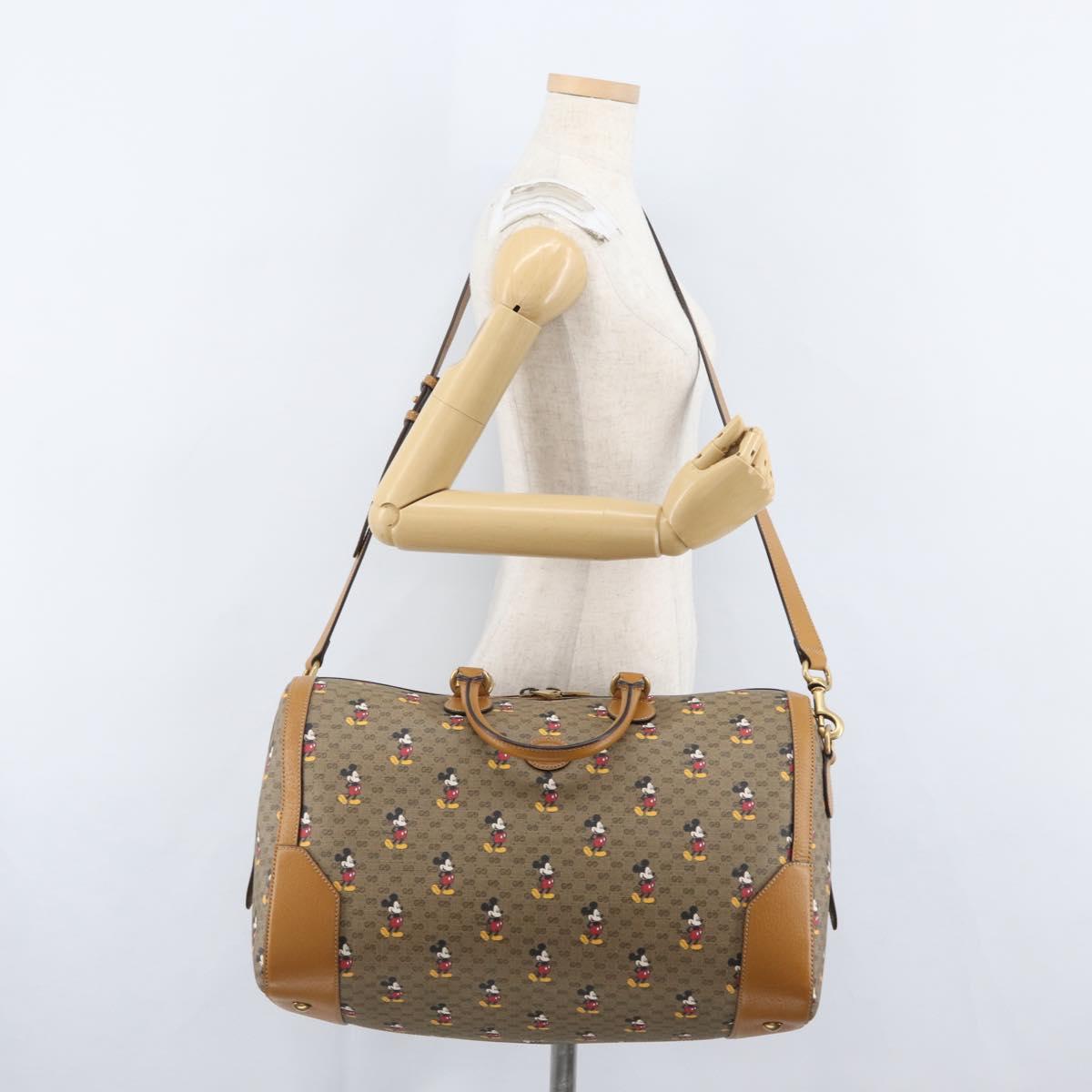 GUCCI Micro GG Supreme Disney Boston Bag PVC 2way Beige 547953 Auth 168297SM