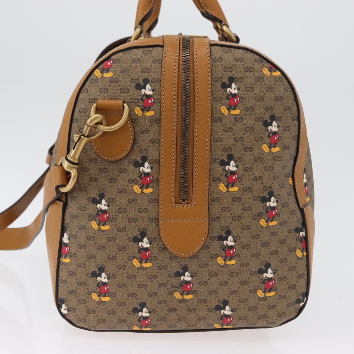 GUCCI Micro GG Supreme Disney Boston Bag PVC 2way Beige 547953 Auth 168297SM