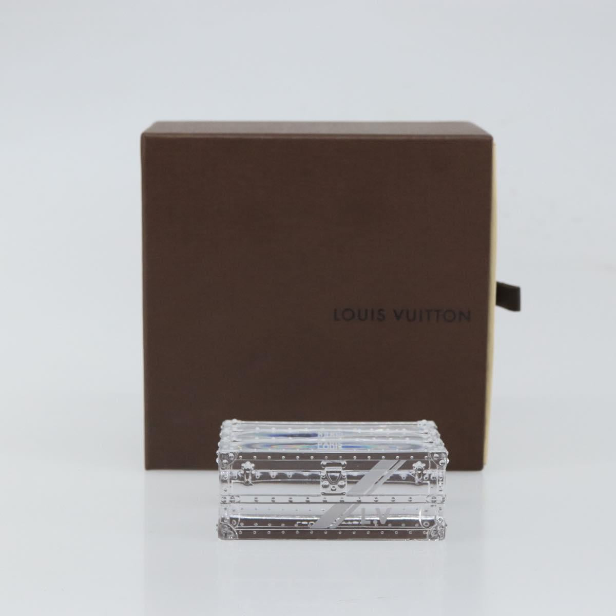 LOUIS VUITTON Crystal Trunk Paper Weight Glass Clear LV Auth 168299