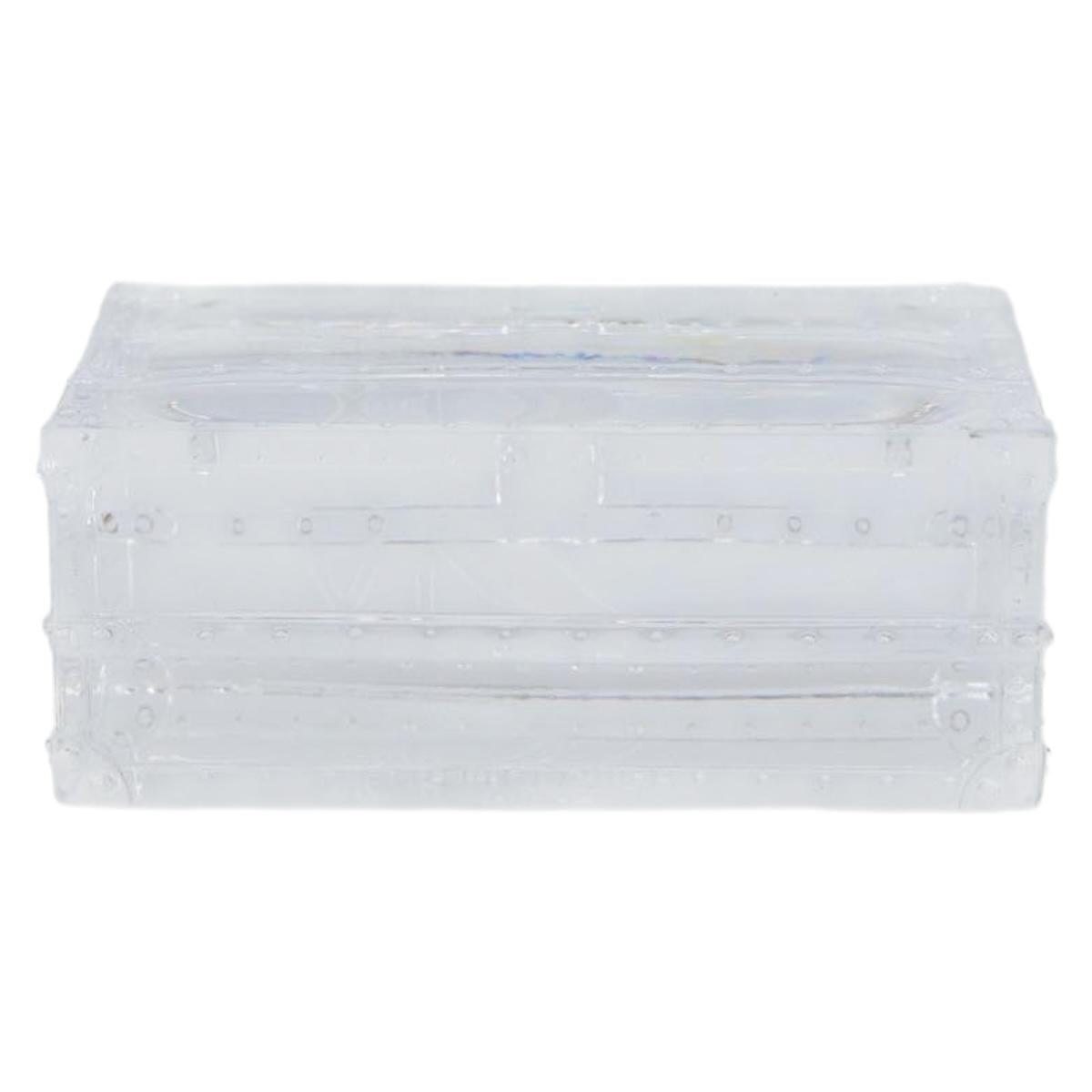 LOUIS VUITTON Crystal Trunk Paper Weight Glass Clear LV Auth 168299