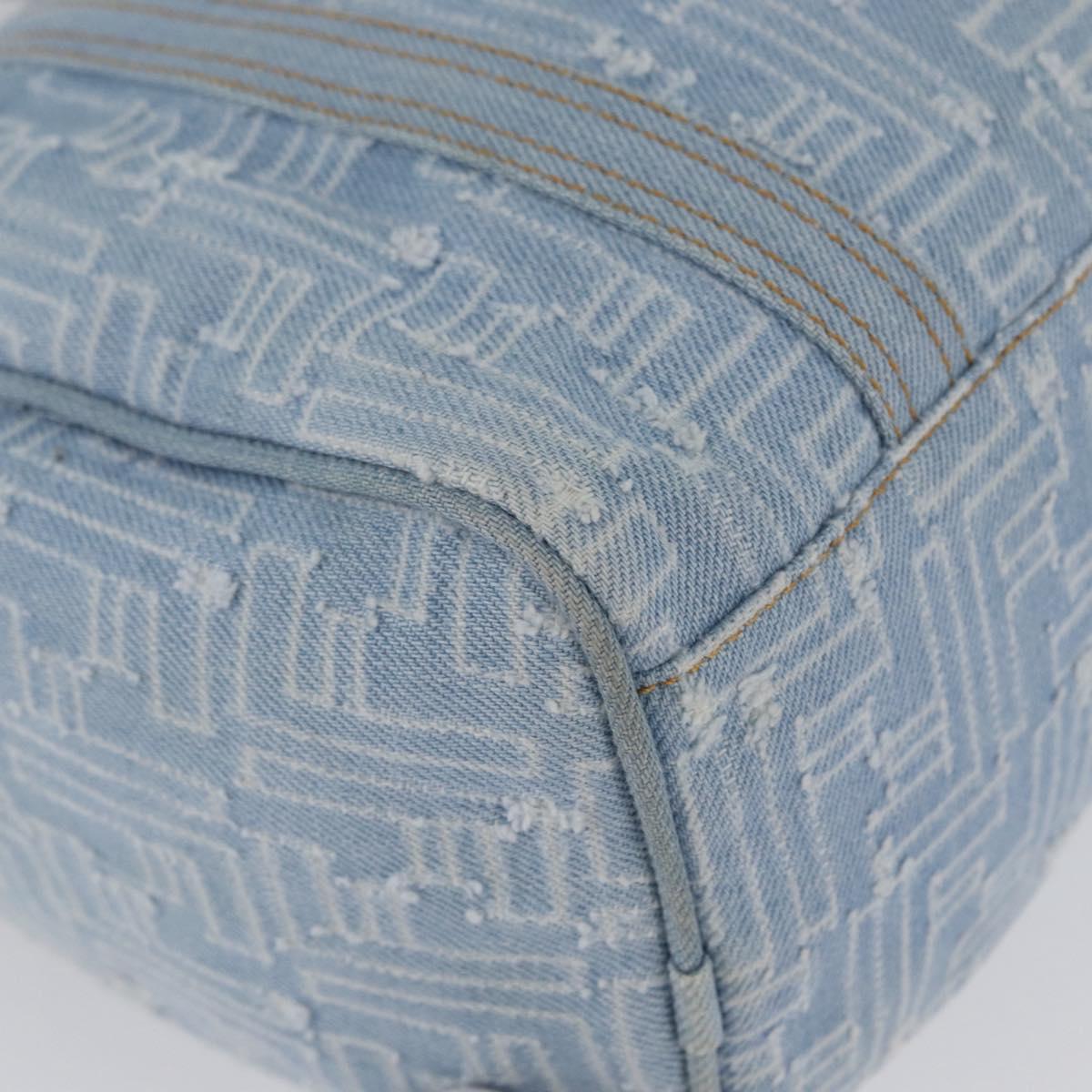 FENDI Zucca Canvas Boston Bag Light Blue Gold Auth 168309V