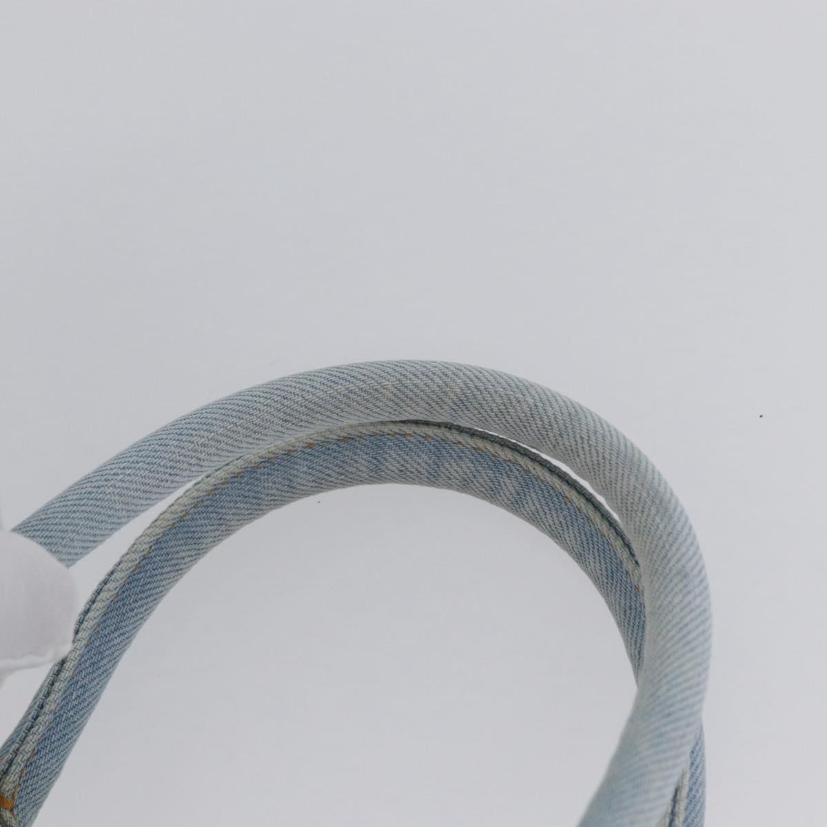FENDI Zucca Canvas Boston Bag Light Blue Gold Auth 168309V