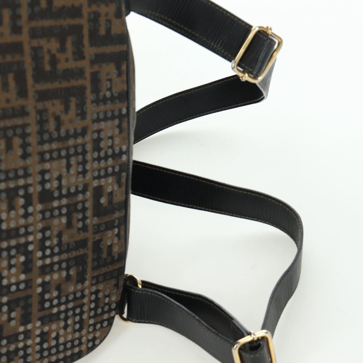 FENDI Zucca Canvas Backpack Brown Gold black Auth 168310SAV