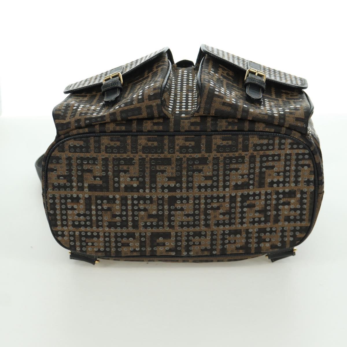 FENDI Zucca Canvas Backpack Brown Gold black Auth 168310SAV