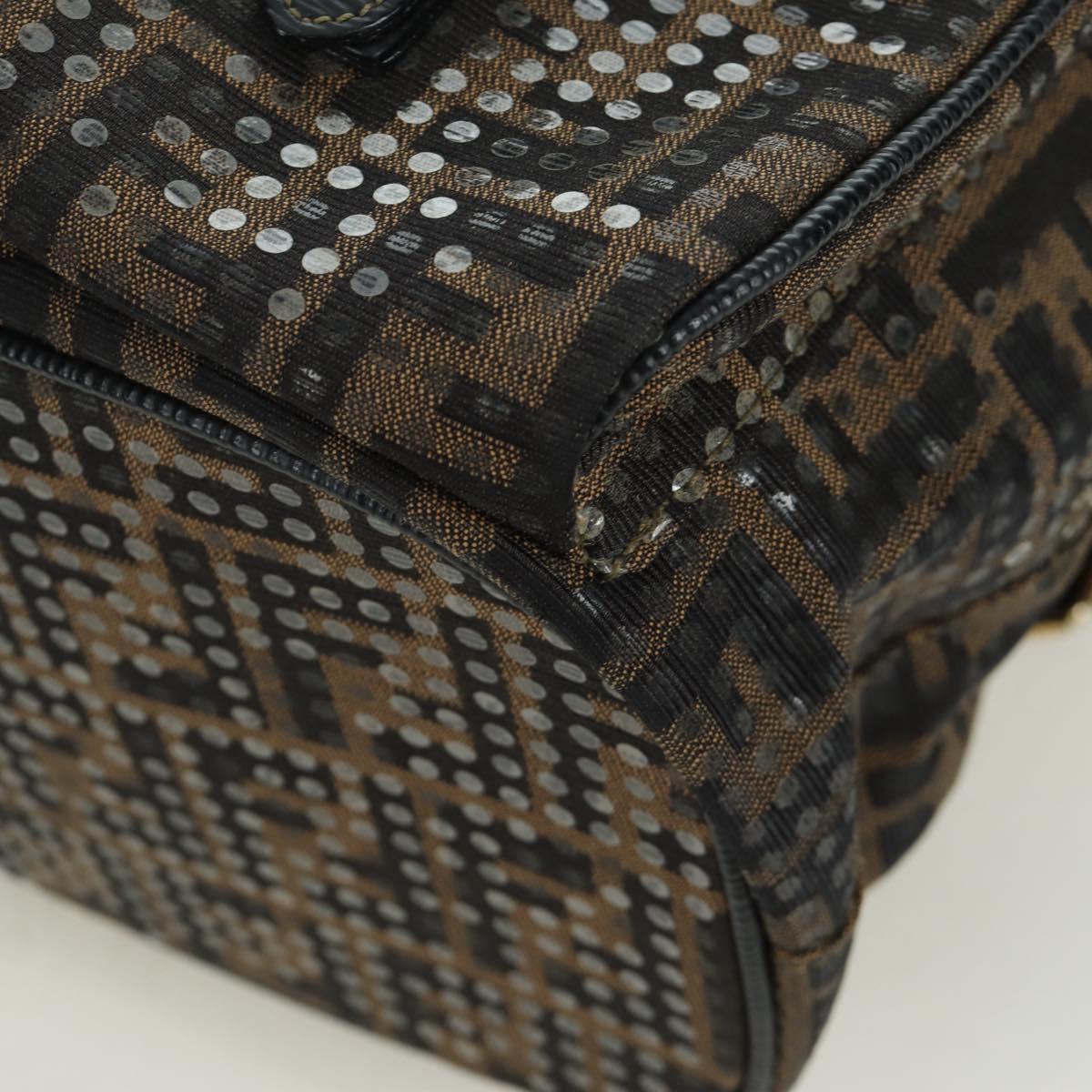 FENDI Zucca Canvas Backpack Brown Gold black Auth 168310SAV