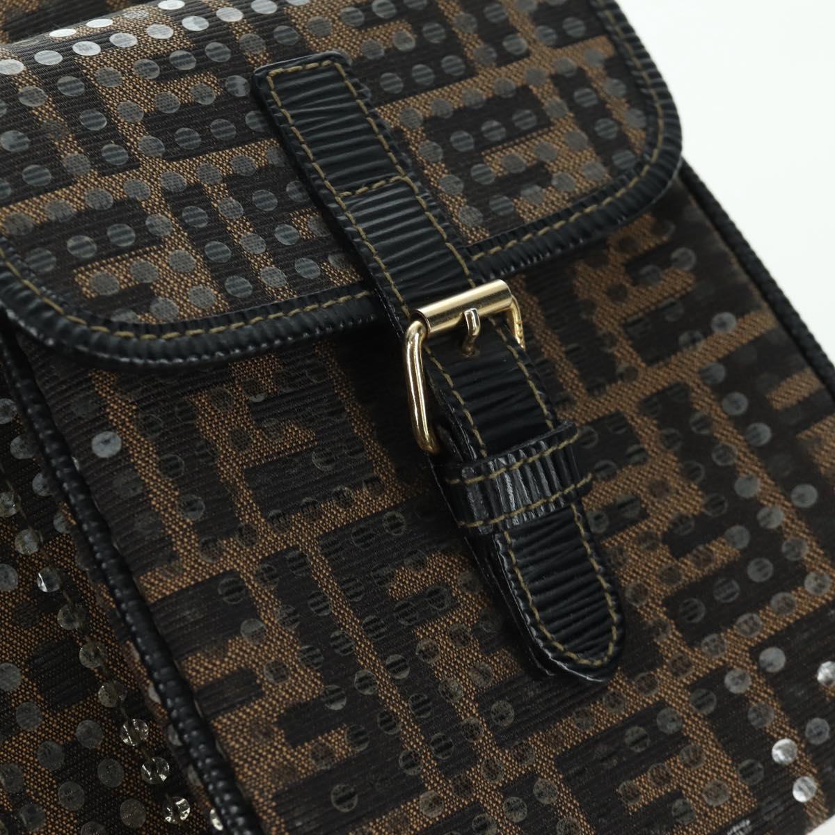 FENDI Zucca Canvas Backpack Brown Gold black Auth 168310SAV