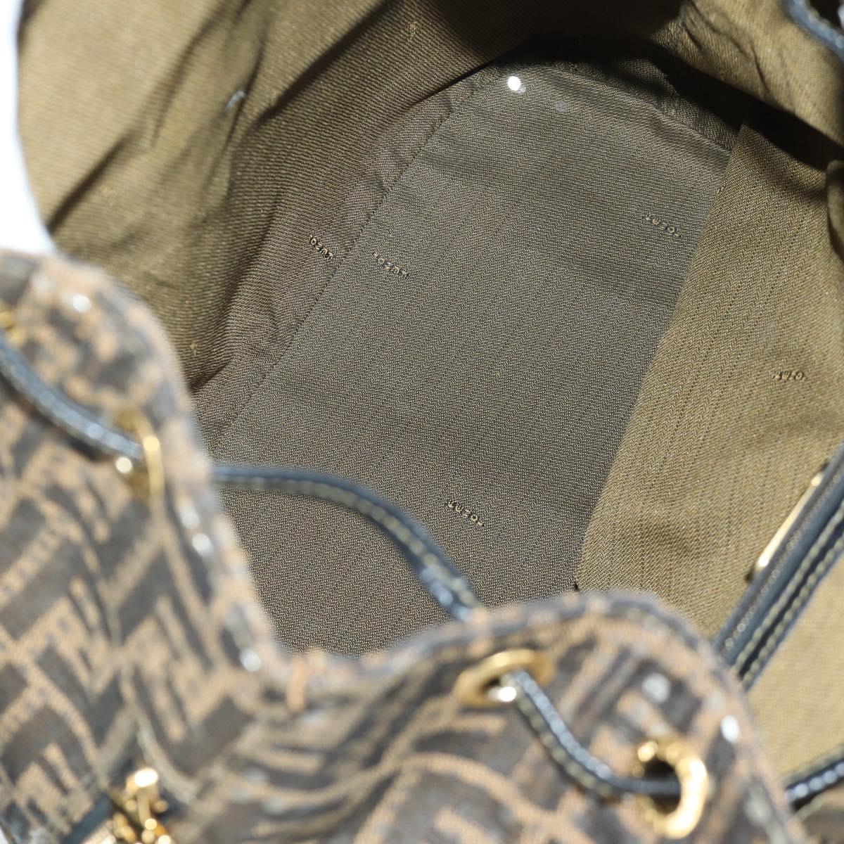 FENDI Zucca Canvas Backpack Brown Gold black Auth 168310SAV