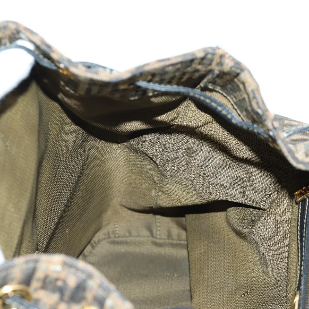 FENDI Zucca Canvas Backpack Brown Gold black Auth 168310SAV