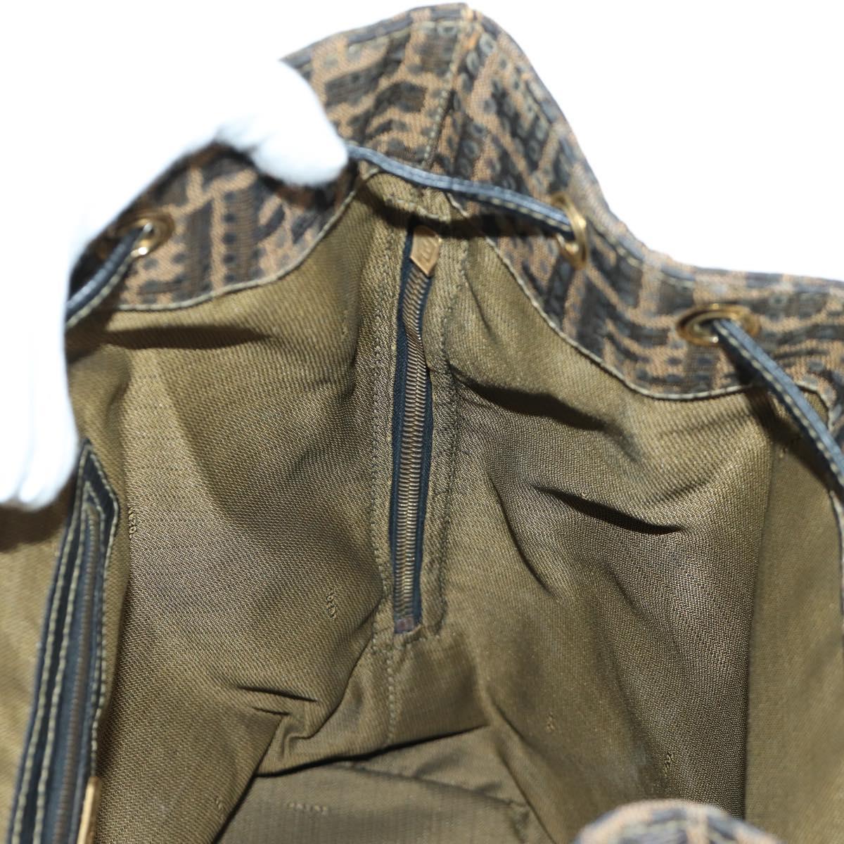 FENDI Zucca Canvas Backpack Brown Gold black Auth 168310SAV