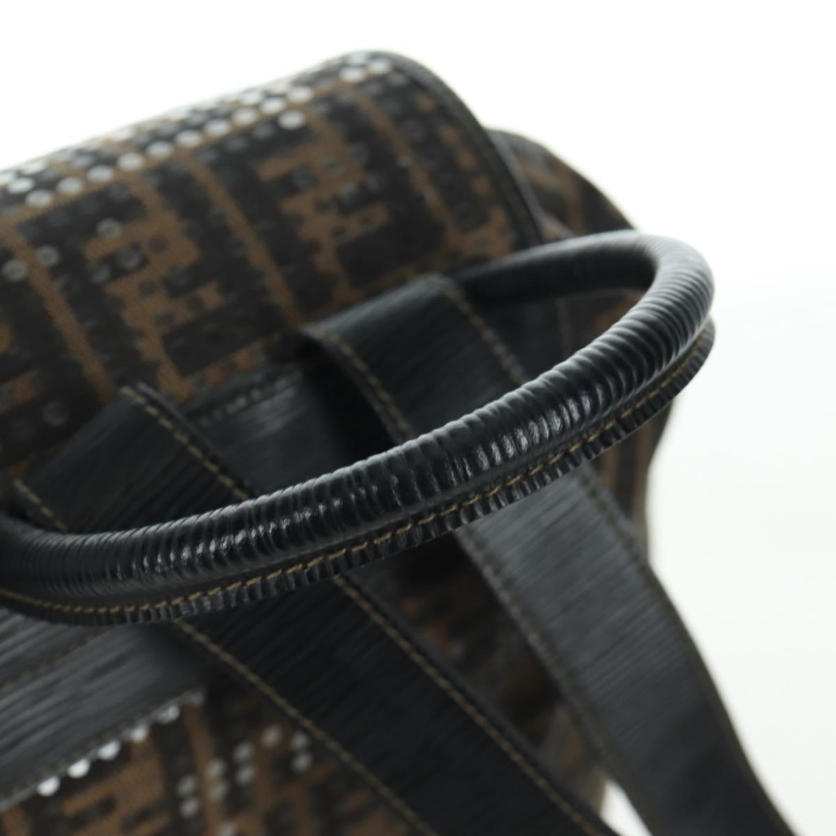 FENDI Zucca Canvas Backpack Brown Gold black Auth 168310SAV