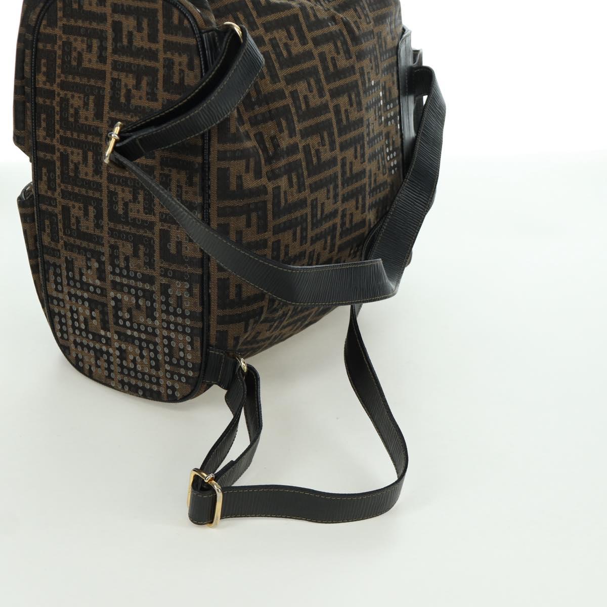 FENDI Zucca Canvas Backpack Brown Gold black Auth 168310SAV