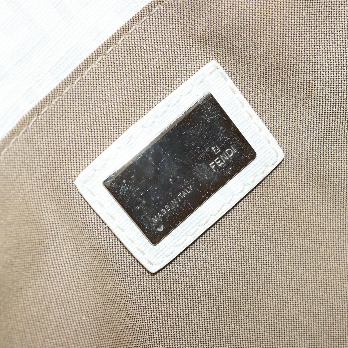 FENDI Zucchino Canvas Tote Bag White Silver Auth 168311A