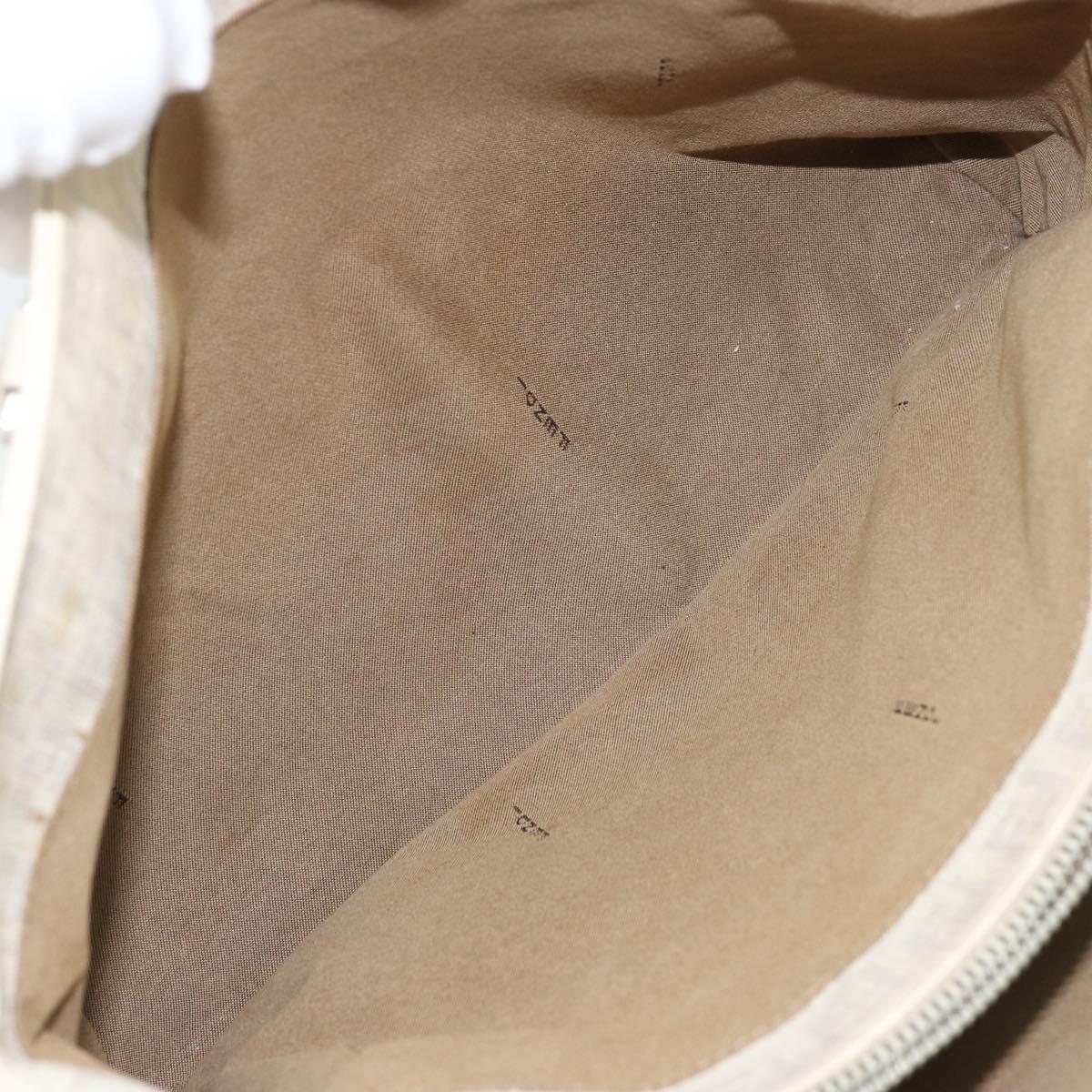 FENDI Zucchino Canvas Tote Bag White Silver Auth 168311A