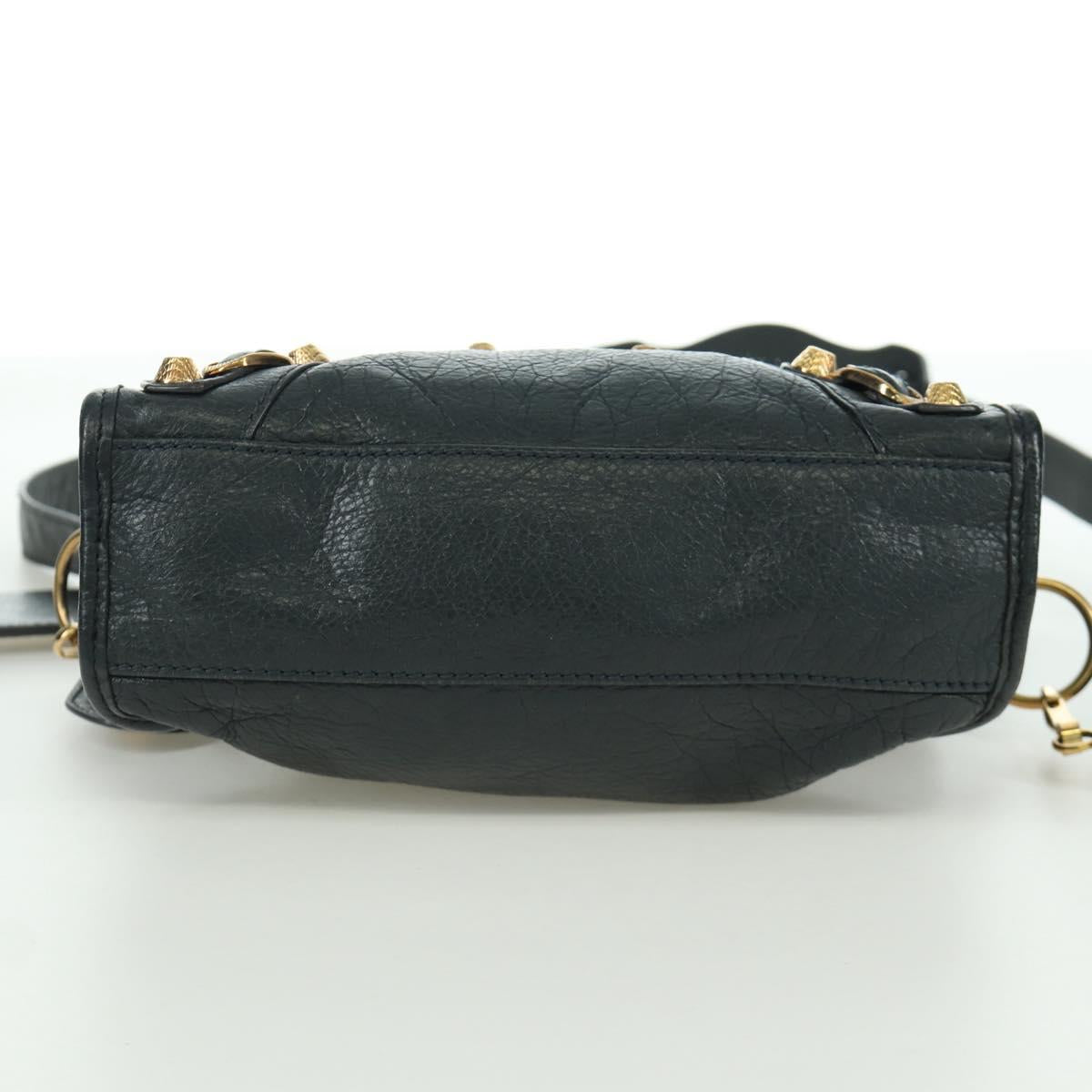 BALENCIAGA Classic Mini City Bag Leather 2way Navy Gold 309544 Auth 168313SAV