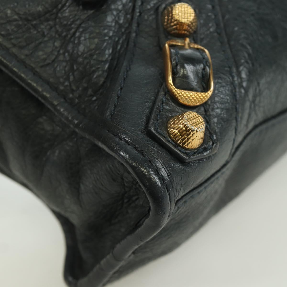 BALENCIAGA Classic Mini City Bag Leather 2way Navy Gold 309544 Auth 168313SAV