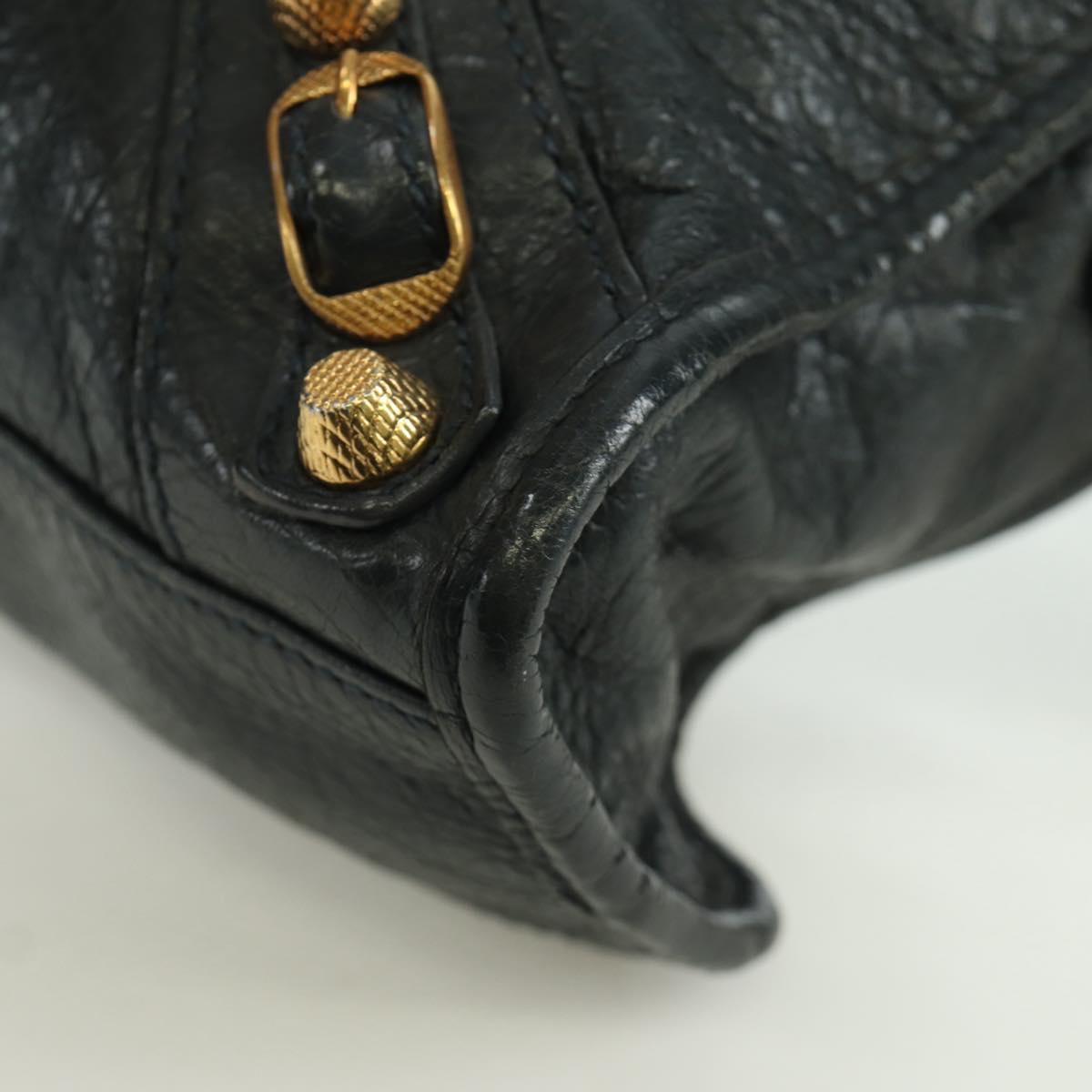 BALENCIAGA Classic Mini City Bag Leather 2way Navy Gold 309544 Auth 168313SAV