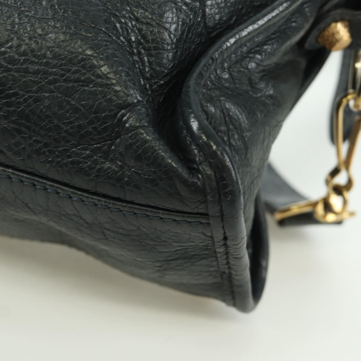 BALENCIAGA Classic Mini City Bag Leather 2way Navy Gold 309544 Auth 168313SAV