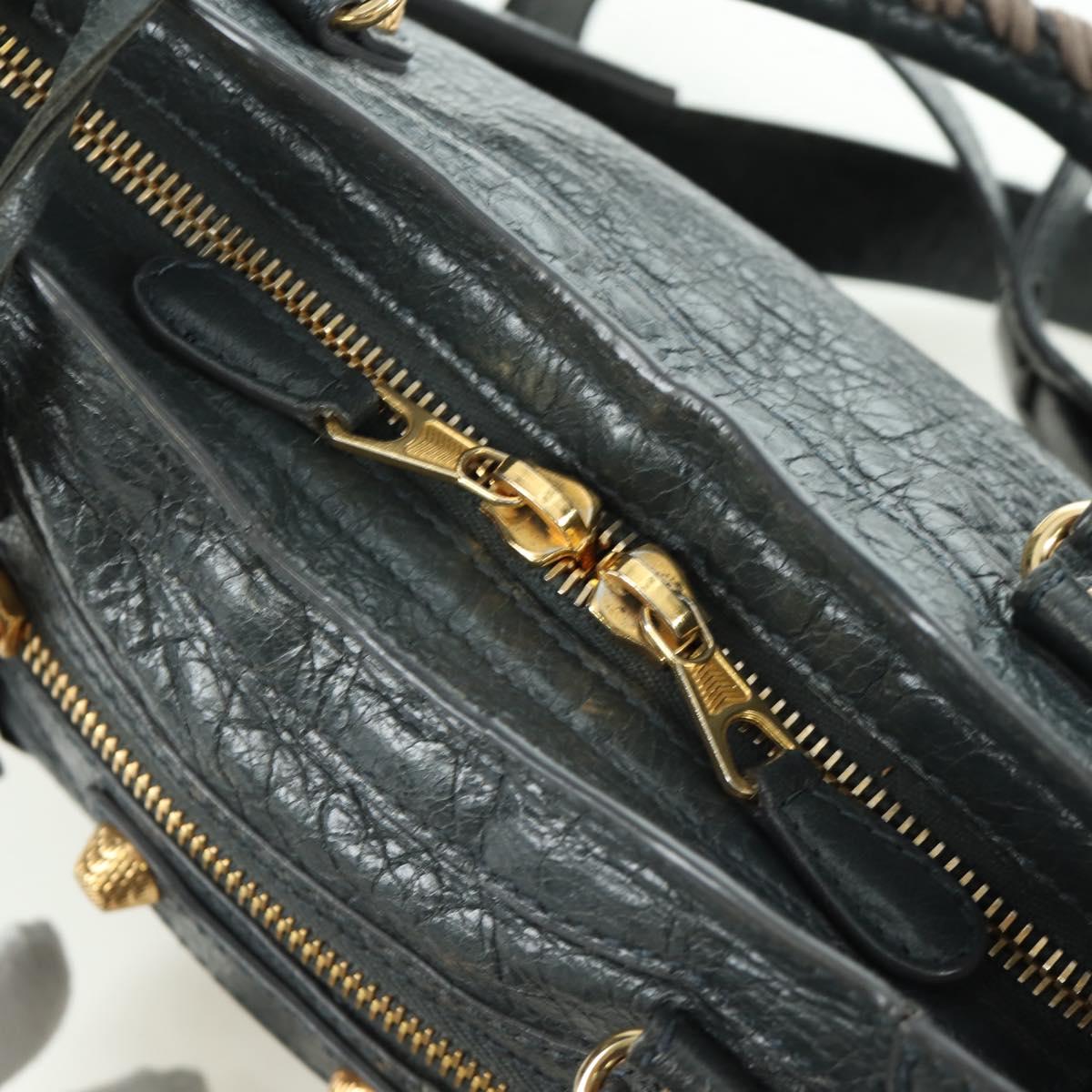 BALENCIAGA Classic Mini City Bag Leather 2way Navy Gold 309544 Auth 168313SAV
